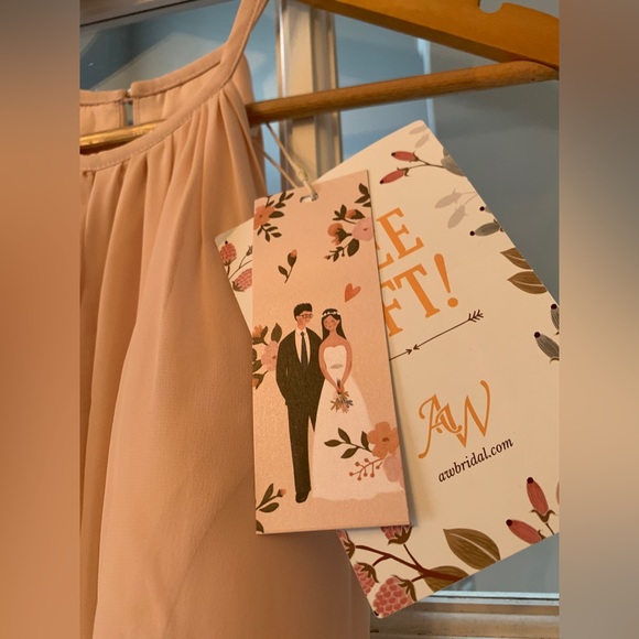 NWT AW Bridal Keyhole Chiffon Bridesmaid Dresses Long Formal Dress in Pearl Pink - Picture 6 of 13